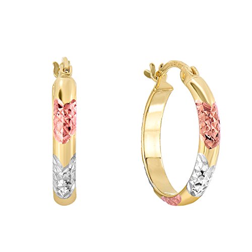 Tilo Jewelry NYF49639 Sterling Silver Tri-Color Diamond-Cut Hoop Earrings  cover