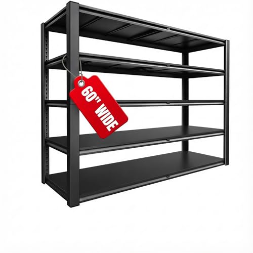 Lauxery Metal Storage Shelf, 5-Tier Adjustable Garage Shelving Unit with
