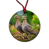 Mourning Doves Backyard Bird Round Ceramic Holiday Christmas Tree Ornament