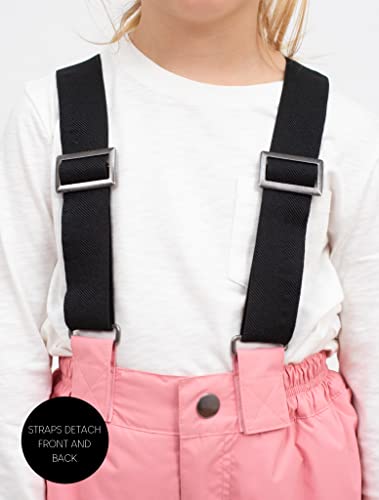 Therm Toddler Snow Pants - Girls & Boys Winter Ski Bibs With Adjustable Straps & Cargo Stash Pocket - Waterproof Insulated Convertible Snowsuit For Kids & Youth – (Peony Pink, 6) #TOP2