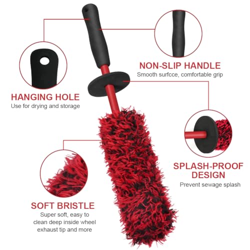 vsshe Felgenbürste Alufelgen, 40cm Auto Felgen Bürste, Premium Mikrofaser Felgen Bürste für Eine Besonders Schonende Reinigung bis ins… – Ansicht 3