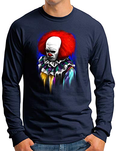 T-shirt Evil Clown OM3 manches longues pour homme au style creepy