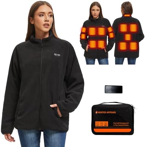 GOZTI Heated Jackets for Women Men with Battery Pack 7.4V, Womens Heated Jacket Fleece, Heated Coat with 3 Heating Level