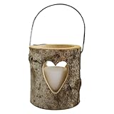 Holz Deko Laterne mit Herz – Größe S – Natürliches Licht für drinnen & draußen