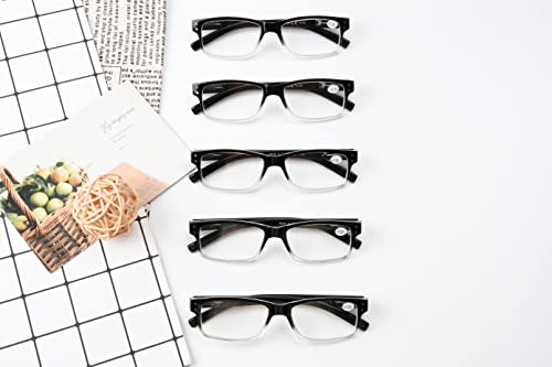 Image of Eyekepper Vintage Eyeglasses for Men - 5 Pack Spring Hinges Classic Glasses - Black-Clear Frame +0.00