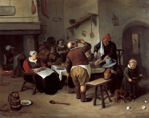 Impression d'art Jan Havickszoon Steen la grosse cuisine de style