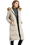 Orolay Women's Winter Drawstring Down Coat Removable Faux Fur Beige XL