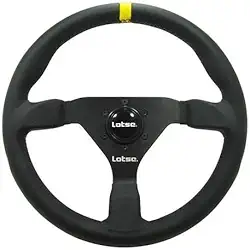 Volante Lotse Gt330 Couro Preto Tarja Amarela