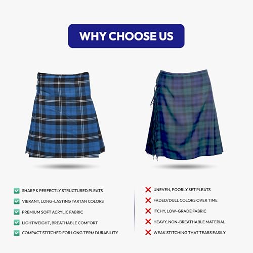Image of 8 Yard Mens Kilt - Authentic Tartan Kilt for Men Highland Outfit for Weddings & Traditional Scottish Wear