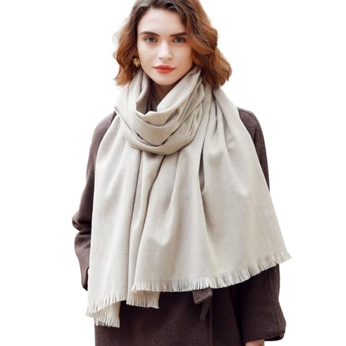 RIIQIICHY Pashmina Shawl Wraps for Women Scarf for Wedding Large Winter Scarves Soft Shawls and Wraps for Evening Dresses, Beige-18, L