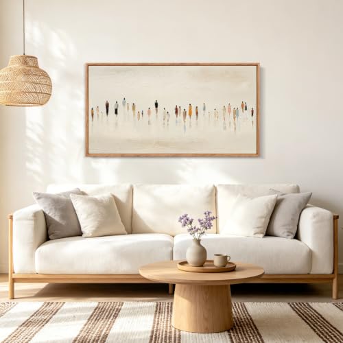 Image of CHDITB 3D Textured People Silhouette Wall Art,Cream Tone Crowd Figure Decor