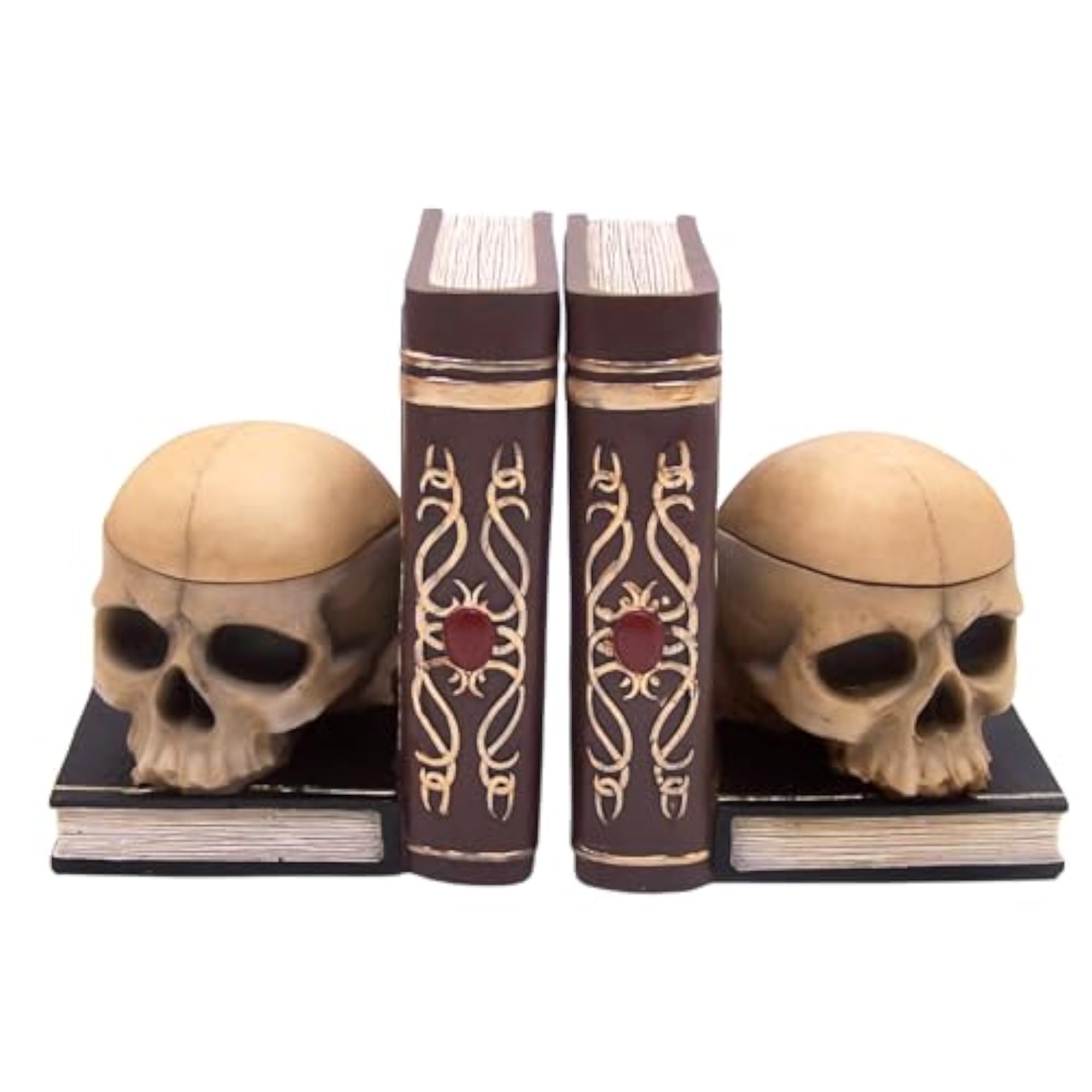 Gothic Skull Bookends and Trinket Box Set