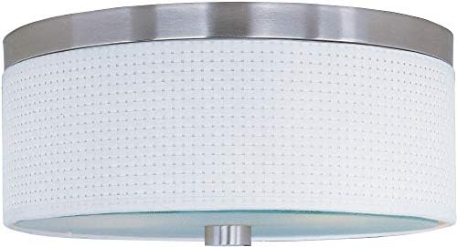 ET2 E95002-100SN Elements 2-Light Flush Mount, Satin Nickel Finish, Glass, MB Incandescent Incandescent Bulb, 8W Max., Dry Safety Rated, 2700K Color Temp., Standard Dimmable, Acrylic Shade Material, 144 Rated Lumens