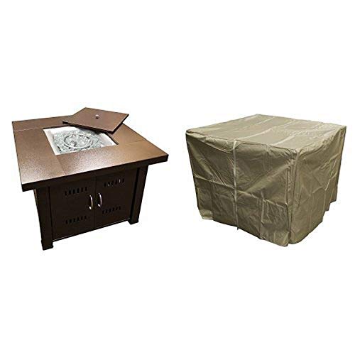 Az Patio Antique Bronze Propane Fire Pit Gs-F-Pc With 39" Heavy Duty Fire Pit Cover - Tan #TOP13