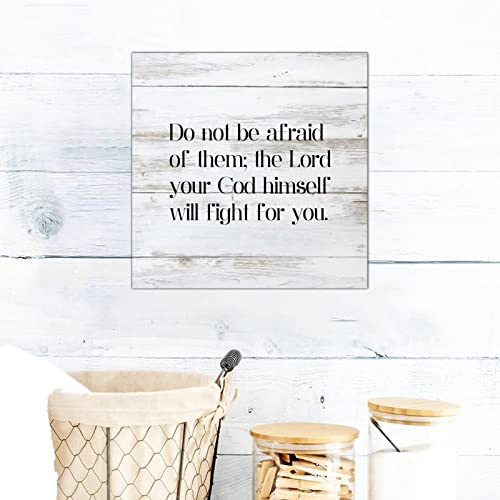 Panneau mural vintage en bois Do Not Be Afraid déco rustique salon 35cm - 4