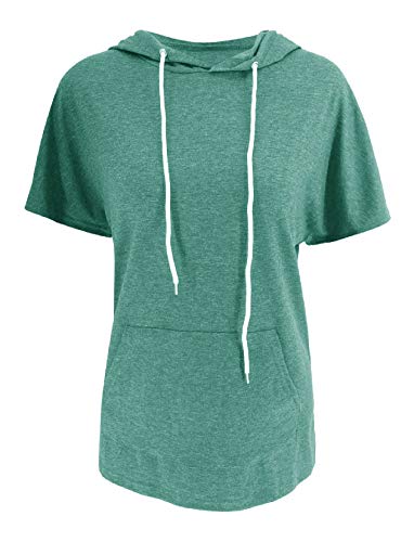 Vivitulip Women's Short Sleeve Sweatshirts Casual Loose Fit Pocket Tunics Hoodies Shirts (Green,Small) #TOP6