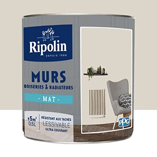 RIPOLIN Peinture Murs, Boiseries, Radiateurs Mat Beige glaise 0,5 L