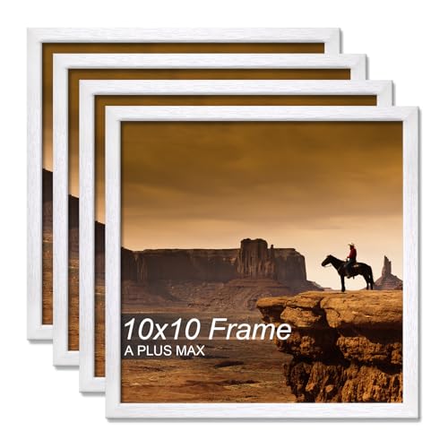 A PLUS MAX 10x10 Picture Frame Set of 4 White Light Weight Wall Mount