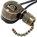 ZE-109M E89885 2 Wire Pull Chain Light Switch Replacement Single Pole Single Through SPST 3A125VAC 6A250VAC for Ceiling Fans, Lamps & Lighting Fixtures (Bronze)
