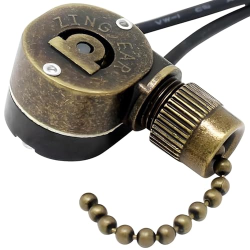 Image of ZE-109M E89885 2 Wire Pull Chain Light Switch Replacement Single Pole Single Through SPST 3A125VAC 6A250VAC for Ceiling Fans, Lamps & Lighting Fixtures (Bronze)