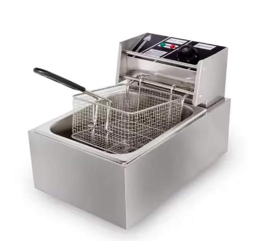 Winning Star Freidora Eléctrica Profesional, 6L, 2500W, Acero Inoxidable