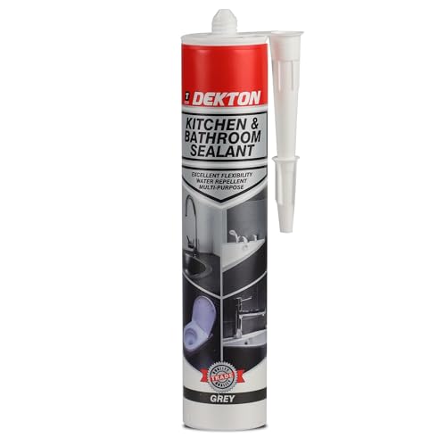 Dekton Kitchen and Bath Sealant (Grey) - Multi-Purpose Acrylic for Indoor Applications UV Resistant Flexible Easy Application Excellent Adhesion to Wet Surfaces & Paintable