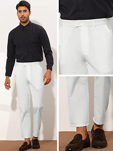 Lars Amadeus Cropped Dress Pants for Men's Solid Color Flat Front Business Prom Tapered Trousers4