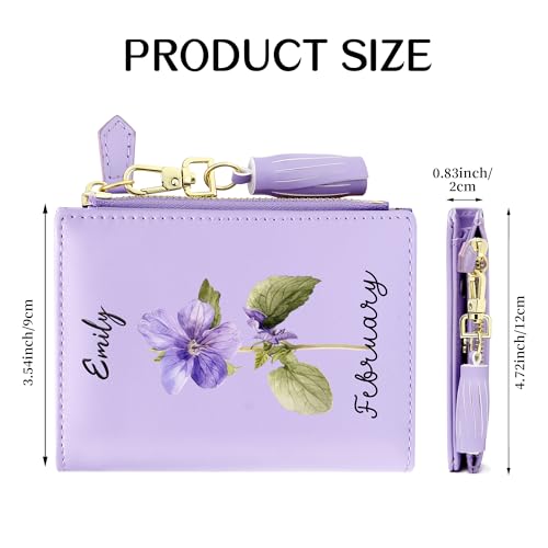 Customized Women's Wallets with Name and Flower,Holiday Gift for Women,Thanksgiving Day Gifts for Parent Grandpa,Birthday Gift for Husband/Wife3