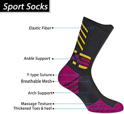Gogogoal Athletic Socks for Man Women Youth Sport Sock for Basketball Football Hiking Runing Black Large
