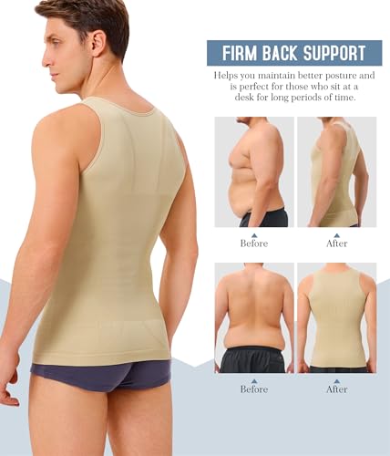 TAILONG Pacote com 2 camisetas de compressão masculinas modeladoras de corpo emagrecedoras, regata m