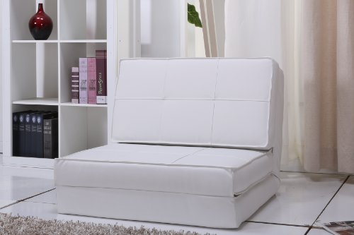 Preisvergleich Produktbild Schlafsessel Jugendsessel Gästebett Kindersessel Klappsessel Kunstleder weiß klein