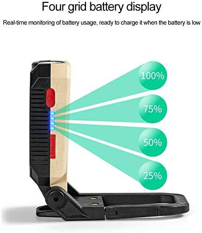 GeKLok LED Rechargeable Work Light,Magnetic LED Flashlight/Worklight with Built-In Kickstand,3 Modes Security Floodlight 3 Modes for Garage,Fishing,Hiking,Camping