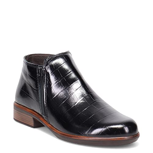 NAOT Footwear Women's Helm Ankle Bootie Black Croc Lthr 7-7.5 M US