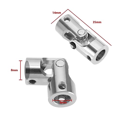 4 Stück 8mm bis 8mm Metallkupplung Universalgelenk Flexible Kupplung Verbinder Zubehör für Modellautos Schiffe Roboter