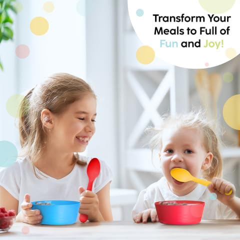 Plaskidy Toddler Utensils Set Of 18 Plastic Kids Utensils Forks And Spoons - Bpa Free/Dishwasher Safe Toddler Flatware Set Brightly Colored Children'S Safe Silverewre Cutlery Set thumb #3