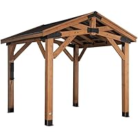 Backyard Discovery Norwood Cedar Wood Outdoor Gazebo with Hardtop Galvanized Steel Peak Roof (10ft x 10ft)