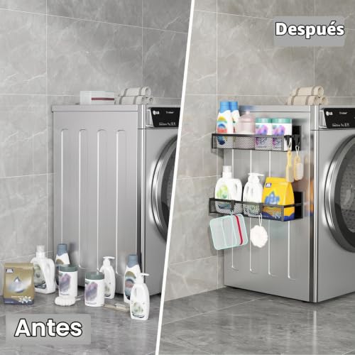 Miniatura 6 de Estante Magnético Para Especias Para El Frigorífico,Aufworld 2pack Estante Magnético,Organizador Magnético Para El Frigorífico Con 4 Ganchos Móviles,Estante Magnético Para La Organización De La Cocina
