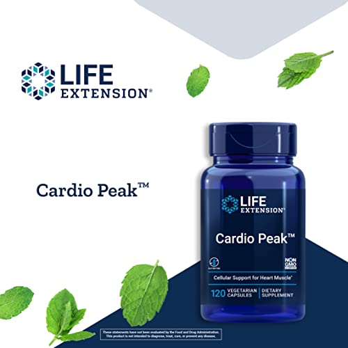 Life Extension Cardio Peak - Hawthorn Extract (Leaf, Flower, Stem) Supplement With Arjuna Extract For Heart Health Support - Twice Daily - Gluten Free, Non-Gmo, Vegetarian - 120 Capsules #TOP2