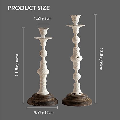Gaka White Metal Vintage Candle Holder Stand(Set Of 2) Taper Candlestick Holders Of Rustic Farmhouse Decor Style-For Wedding Centerpieces For Living Room, Bathroom, Dining Room. #TOP1