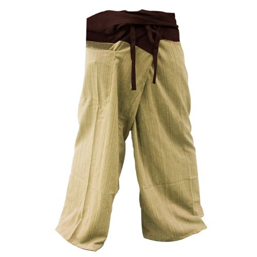 Harem Pants for Men Plus Size Overalls Man Yoga Pants with Pockets Cotton Comfy for Unisex Cream - Brown