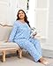 POPYOUNG Womens Pajamas Set 2 Piece Pjs Sleepwear Long Sleeve Fall & Winter Lounge Outfits with Pockets L-5XL L,White Floral-Blue