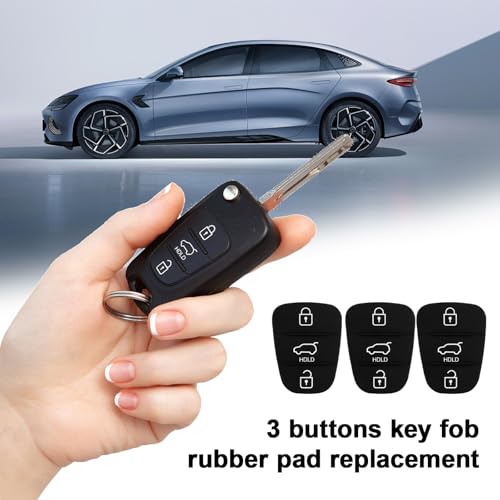 3 Pack 3 Button Key Fob Rubber Pad Replacement,3 Button Key Fob Rubber Pad Compatible with Hyundai i10 i20 i30 ix20 ix35 Pad Keypad for Kia Silicone Remote CarKey Case Buttons Cover - Image 6