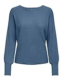 Only Onladaline L/S Short Pullo KNT Noos Jersey de Punto con Cuello Barco para Mujer, Coronet Blue W. Melange, M
