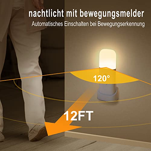 YELKO Bewegungsmelder Nachtlicht - 2000mAh wiederaufladbare Batteriebetriebene Nachtlichter, tragbar und dimmbar mit 5 Helligkeitsstufen, perfekt für Kinder und Erwachsene (Warmweiß, 1 Stück) – Bild 4