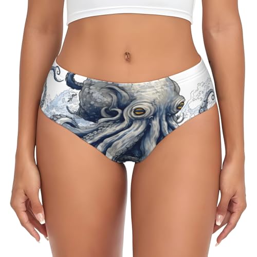 NLCUUIQ Funny Octopus Pattern Panties for Women Fashion Bikini Underwear Women's Lightweight Briefs Hipster Panty Ladies Brief Breathable Underwear Cheeky Panties Size S