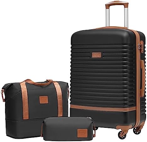 COOLIFE Suitcase Trolley Carry On Hand Cabin Luggage Hard Shell Travel Bag Lightweight with TSA Lock,The Suitcase Included 1pcs Travel Bag and 1pcs Toiletry Bag