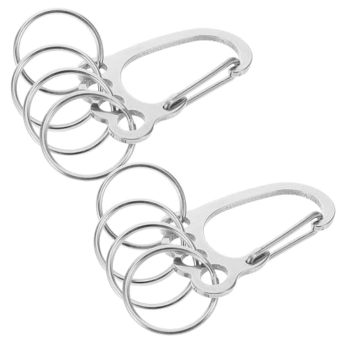 Abaodam Lot de 2 Porte-clés Multi-anneaux Acier Inoxydable, Porte-clés Ceinture Homme Femme, Porte-clés Pratique pour Plusieurs Clés, Accessoires pour Trousseau, Design Compact et Robuste