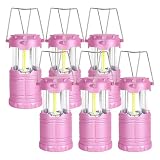 SEAMAGIC 6-Pack Mini LED Camping Lanterns, Portable Camping Lights, Outdoor Tent Lights, Essential Emergency Lights for Power Outages, Hiking, Survival Kit for Hurricane, Pink