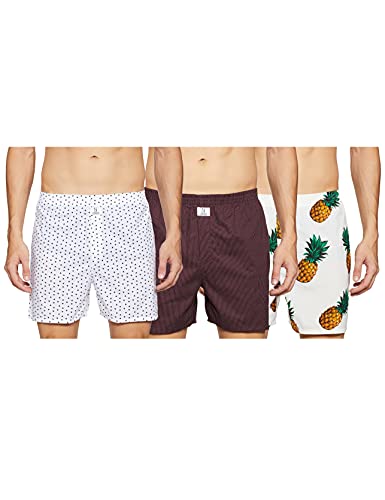 Longies Mens Boxers Pack Of 3, Maroon,Navy,White3347, L