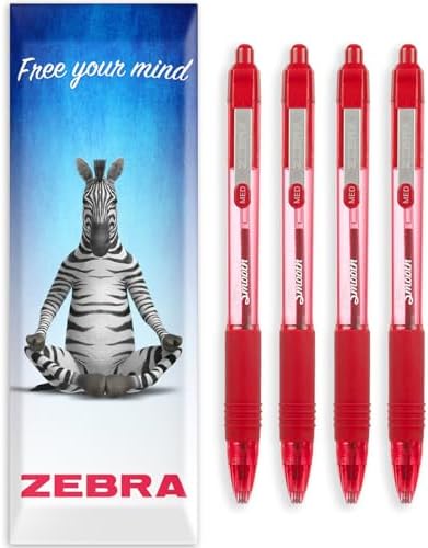 Zebra Z-Grip Smooth Ink Retractable Ballpoint Pen - 1.0mm Nib - Pack of 4 Pens - In Gift Box Packaging (Red) image 4
